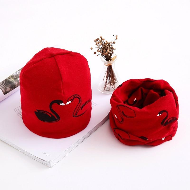 Star Print Cotton Hat And Scarf  Baby Beanie Kids Caps Children&