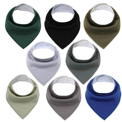 8PCS/SET Comfortable Colorful 100% Organic Cotton Adjustable Snaps Bandana Saliva Bibs For Baby Boys &amp; Girls Kids