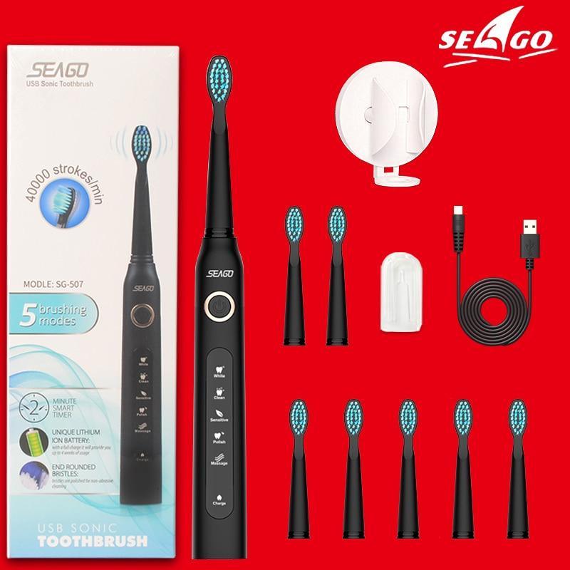 Electric Vibration Toothbrush Sonic Rechargeable Smart Chip Teethbrush Head Replaceable Whitening Healthy Best Gift For Adults And Kids
