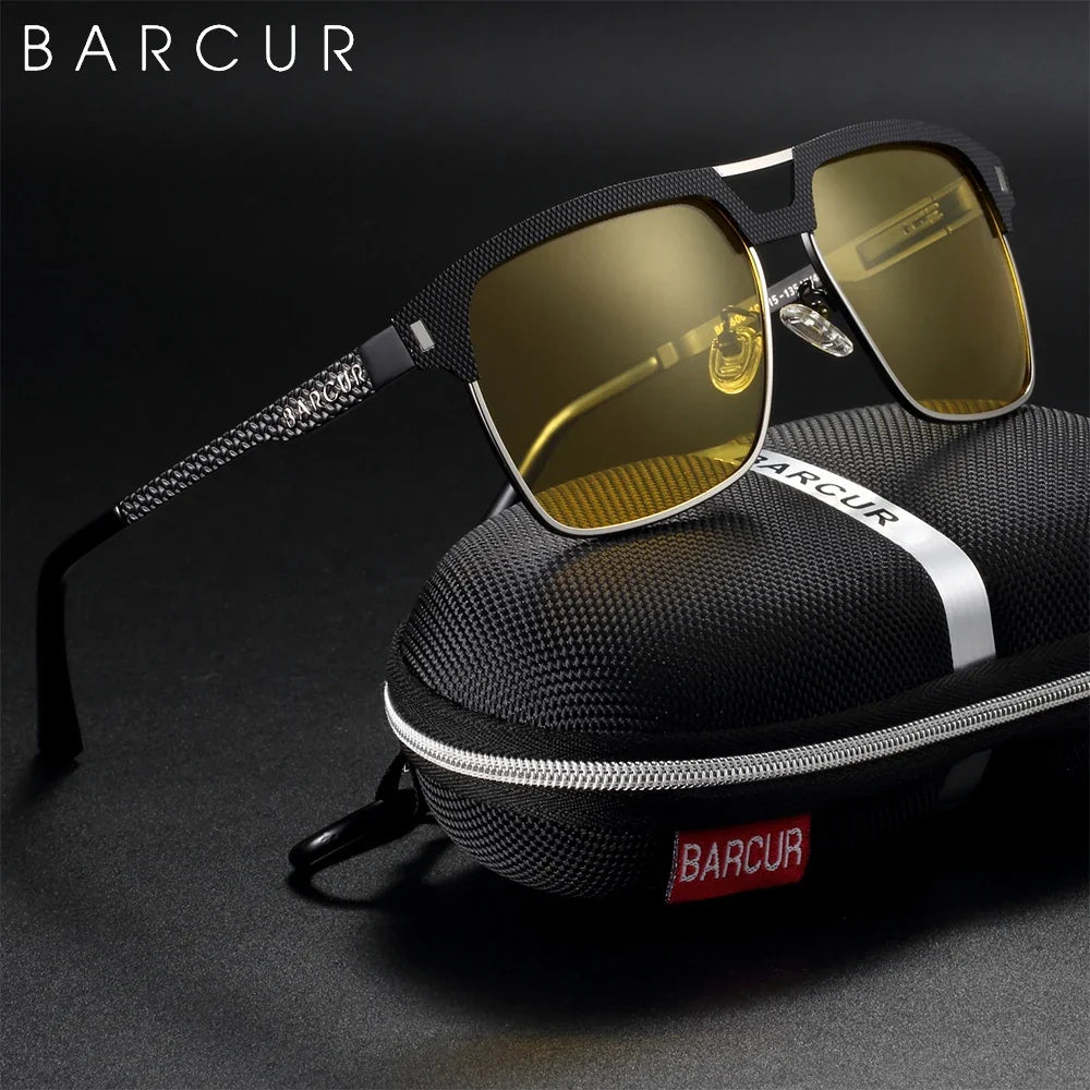 BARCUR Polarized Men’s Sunglasses – Fashionable Square Stainless Steel Frame UV400 Protection Anti-Reflective Outdoor Sports &amp; Driving Eyewear – Original Design Casual Style with Premium Polycarbonate Lenses