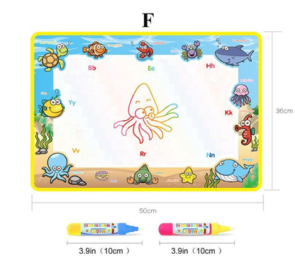 Magic Water Painting Drawing Mat &amp; 2 Pens Doodle Board Coloring Books for Kids Children Educational Toys