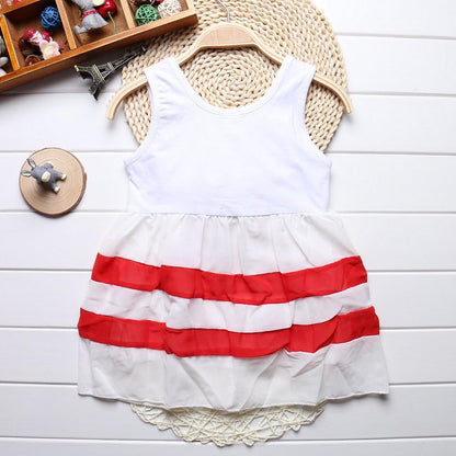 Luxury Summer Fashion Purple Stripe Round Neck Sleeveless Chiffon Dresses for baby Girls With Big Bow