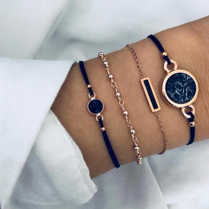 Boho Rose Map Bracelets &amp; Bangles for Women Bohemian Round  Charm Bracelet Set Fashion Multilayer Accessories Luxury Jewelry