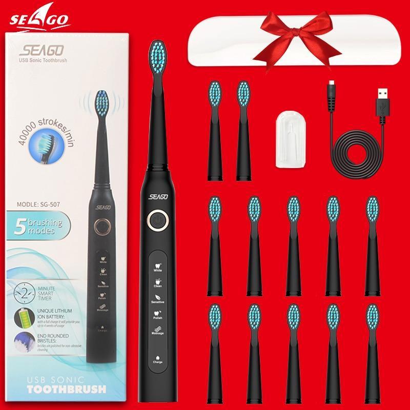 Electric Vibration Toothbrush Sonic Rechargeable Smart Chip Teethbrush Head Replaceable Whitening Healthy Best Gift For Adults And Kids