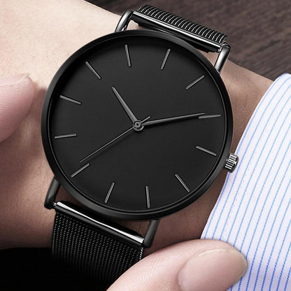 STEVVEX Men Watch Quartz Casual Watches Simple Metal Hour Reloj Quartz Watch Montre Mesh Stainless Steel clock For Men&