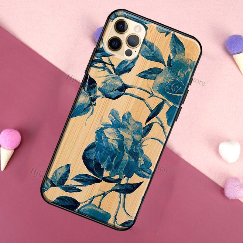 Vintage Tree Flower Bamboo Wood Case For iPhone Pro Max 12 13 min SE For iPhone 13 Shockproof Wooden Texture Protective Cover Unique &amp; Classy Wooden Case