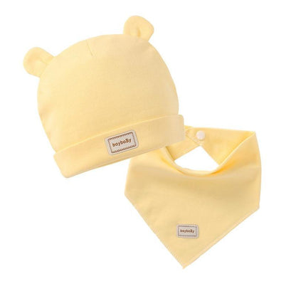 Cute Kids Hat with Bibs Candy Solid Colors for Boys and Girls Beanies Hats Cotton new Born Baby caps &amp; Bibs