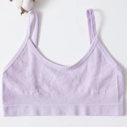 Women U-Neck Thin Strap Ribbed Wireless Bralette Push Up Bras Sport Seamless Underwear Without Pads Sexy Lingerie Crop Top M-XL
