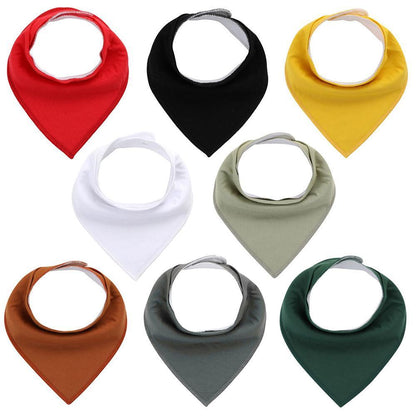 8PCS/SET Comfortable Colorful 100% Organic Cotton Adjustable Snaps Bandana Saliva Bibs For Baby Boys &amp; Girls Kids