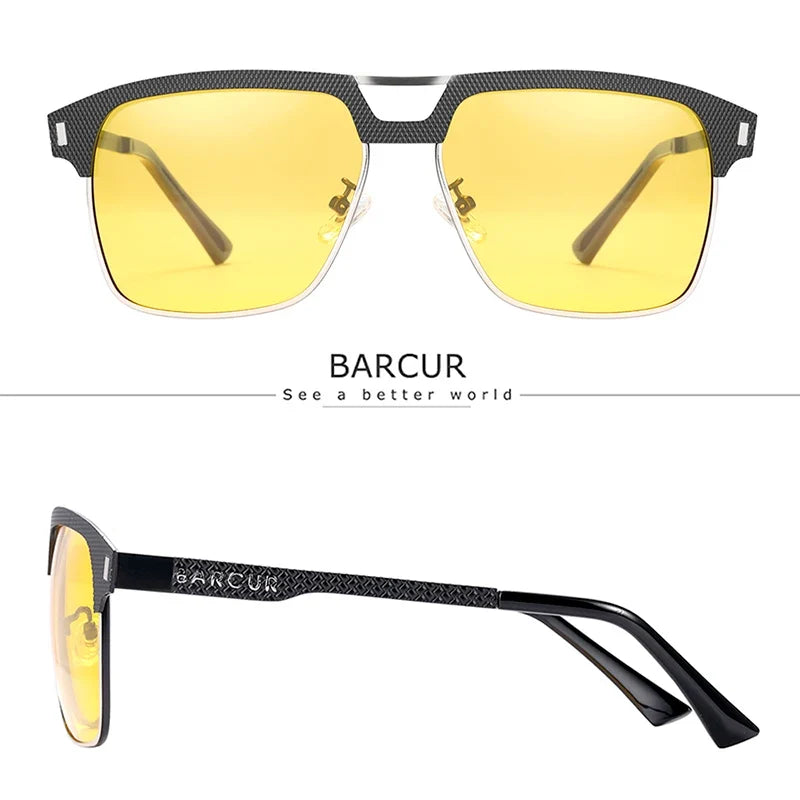 BARCUR Polarized Men’s Sunglasses – Fashionable Square Stainless Steel Frame UV400 Protection Anti-Reflective Outdoor Sports &amp; Driving Eyewear – Original Design Casual Style with Premium Polycarbonate Lenses