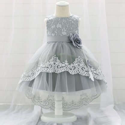 New Baby  Lace  Gown Clothes Embroidered Tail Princess Unique  Dress Perfect Gift For Girls