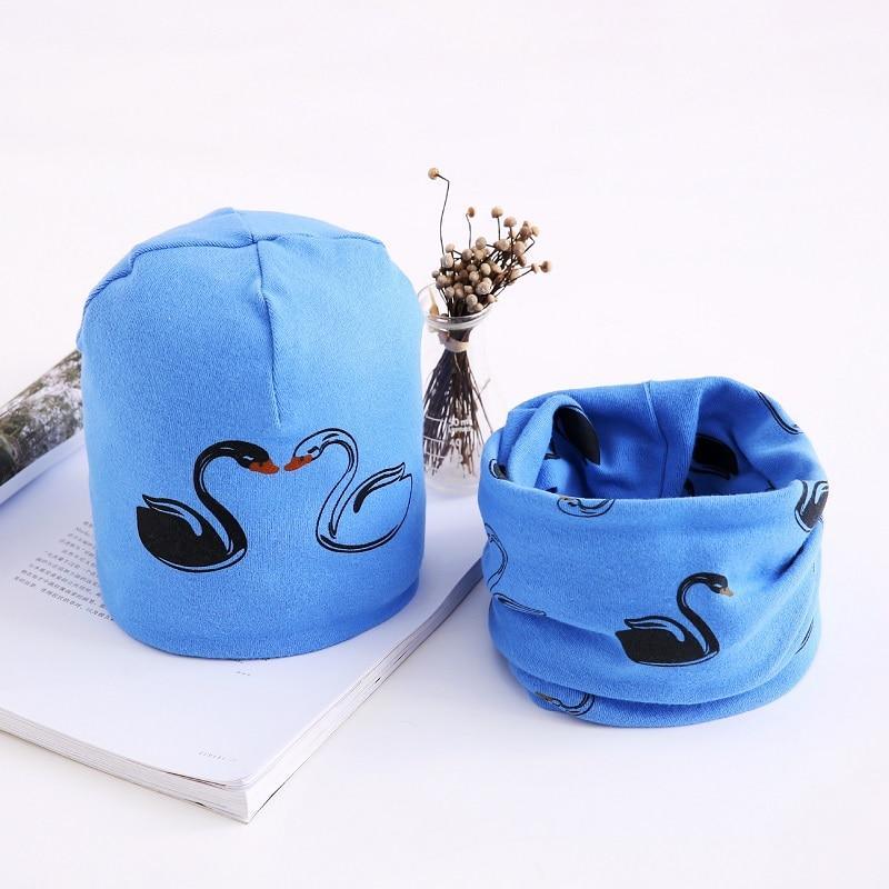 Star Print Cotton Hat And Scarf  Baby Beanie Kids Caps Children&
