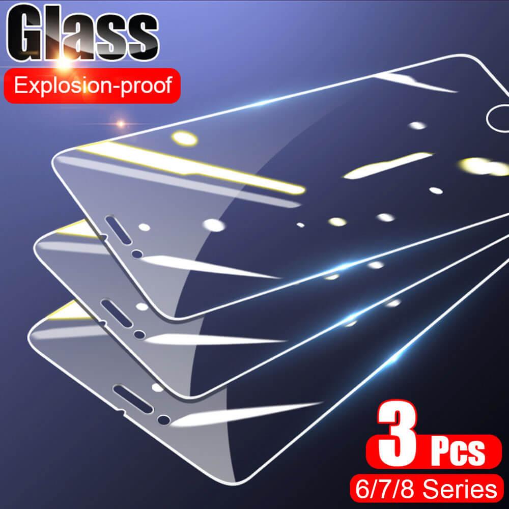 3Pcs For iPhone 7 8 6 s 6s Plus Protective Glass For Screen Protector Film Glass Armor Tempered-Glass Compatible for iPhone Screen Protector for iPhone