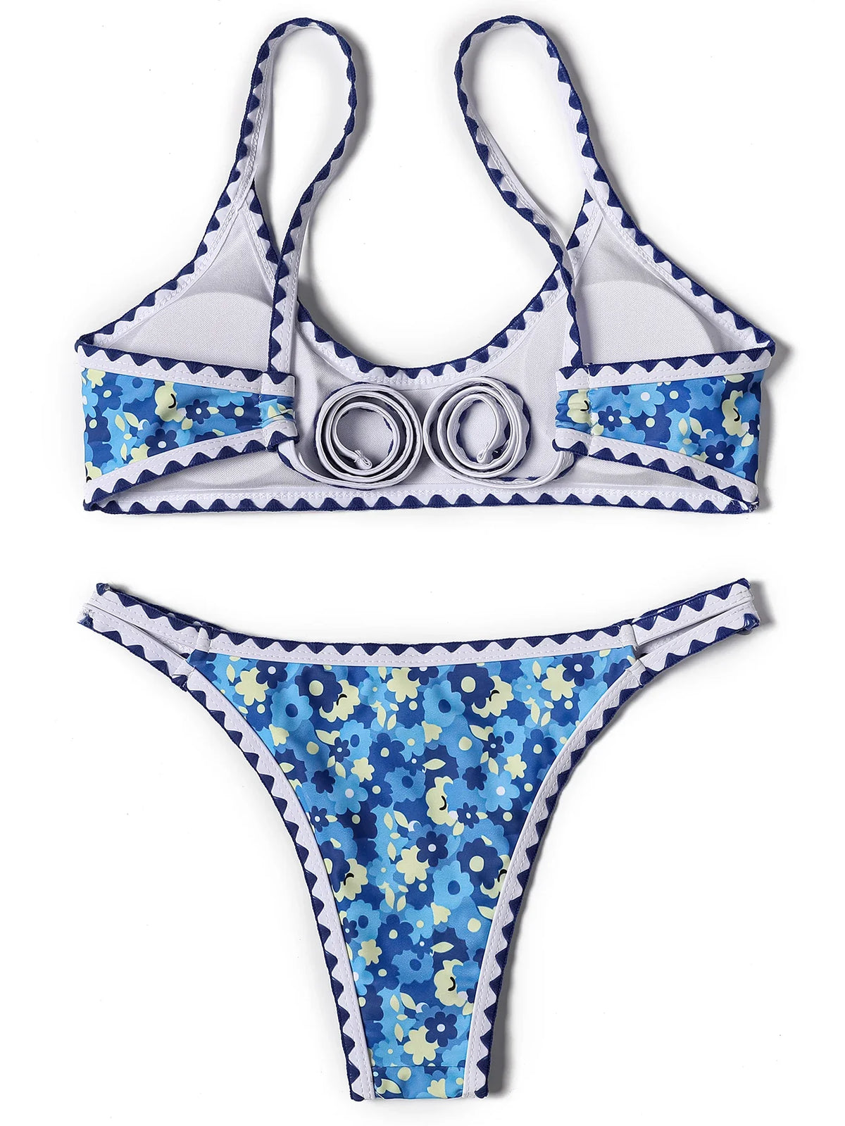 ZTVitality Swimwear Women 2025 New Arrival Print Whip Stitch Sexy Bikini Padded Bra Mid Waist Bandgae Swimsuit Brazilian Biquini