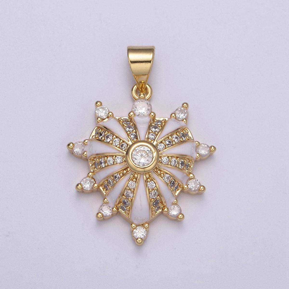24K Gold Filled 27mm White, Red, Black, Pink Enamel Micro Paved CZ Heart Pendant | H436 - H441