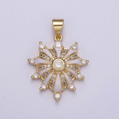 24K Gold Filled 27mm White, Red, Black, Pink Enamel Micro Paved CZ Heart Pendant | H436 - H441