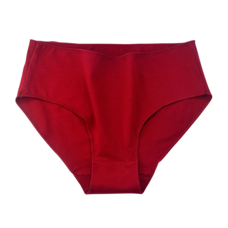 2Pcs/Set Cotton Briefs High Rise Panties Women Solid Color Underwear Comfort Lingerie M-2XL Panty Female Underpants Intimates