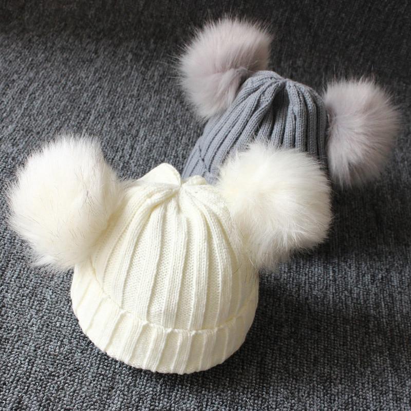 Cute Baby Hat &amp; Scarf Set Pompom Infant Baby Girl Winter Hat For Kids Warm Knitted for Girls