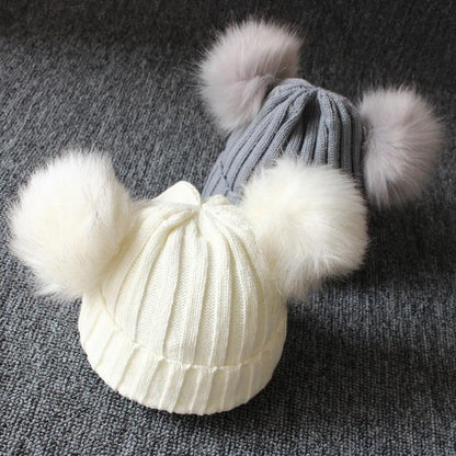 Cute Baby Hat &amp; Scarf Set Pompom Infant Baby Girl Winter Hat For Kids Warm Knitted for Girls