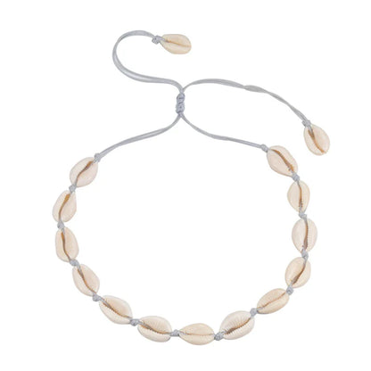 Shell Choker Bohemian Rope Agate Beaded Necklace