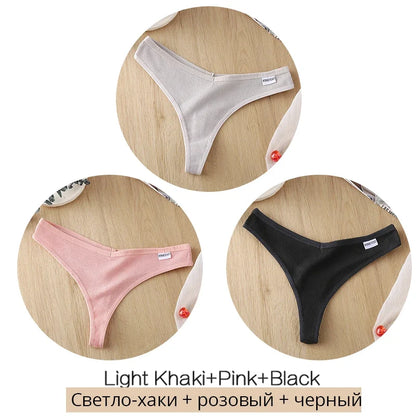 Comfortable Cotton G-String Thongs for Women – 3-Piece Panties Set