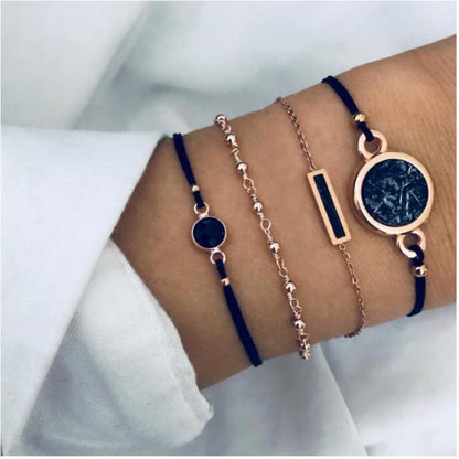 Boho Rose Map Bracelets &amp; Bangles for Women Bohemian Round  Charm Bracelet Set Fashion Multilayer Accessories Luxury Jewelry