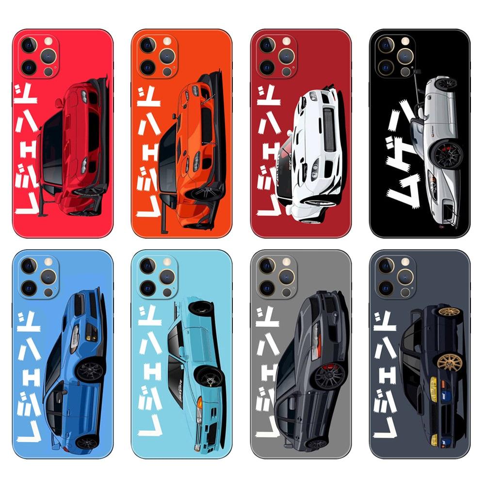 Black Phone Case Mask  for iphone 5 5s se 2020 6 6s 7 8 plus x 10 XR XS 11 12 mini pro MAX Back Cover Sports Car Transparent Phone Case Silicone Back Cover For iPhone
