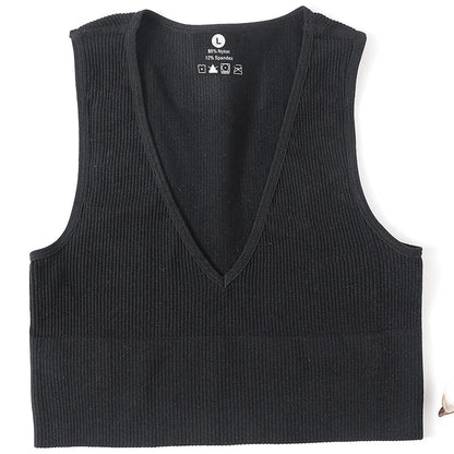 Women Crop Top Sports Bras Sexy Tank Top Female Seamless Underwear V-Neck Camisole Sexy Lingerie Solid Color Vest Top M-XL