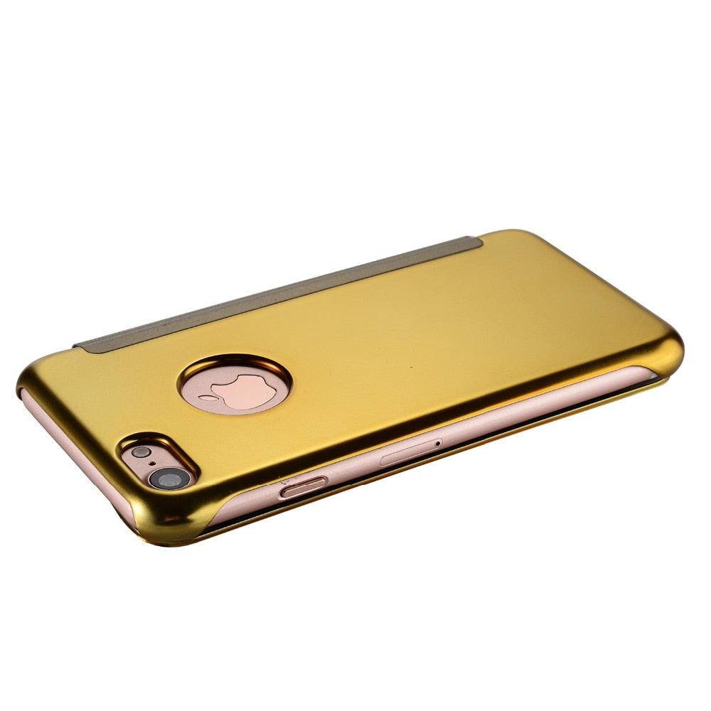 Luxury iphone Flip Case iphone 11 12 13 14 Cover Clear View Windows Mirror Magnetized Simple Closure Unique Flip Phone Stylish Case For iPhone