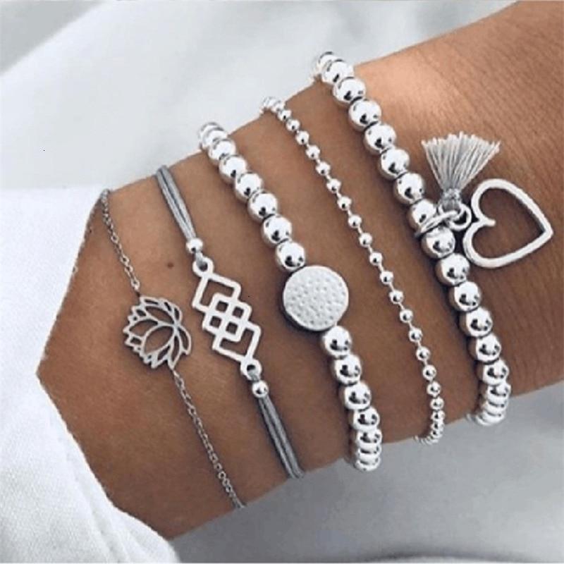 Boho Rose Map Bracelets &amp; Bangles for Women Bohemian Round  Charm Bracelet Set Fashion Multilayer Accessories Luxury Jewelry