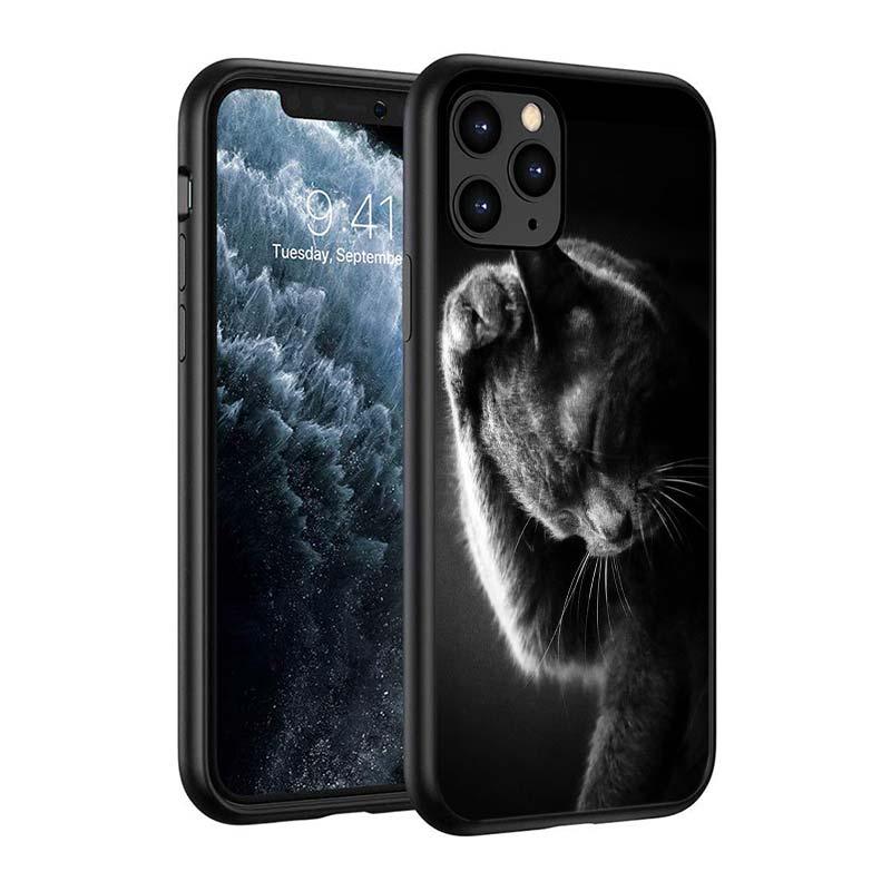 Black Big Eye Cat Cover Phone Case For iPhone 14 13 12 11 Pro Max Mini XS Max X XR Silicone Black Anti-Fingerprint Anti-Fall Clear Soft Anti-Yellow Cover Silicone Case