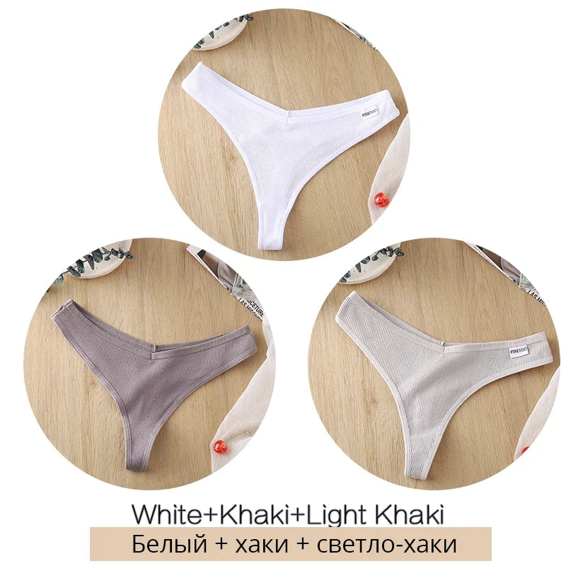 3-Piece Cotton G-String Thongs for Women – Breathable Low-Rise Panties