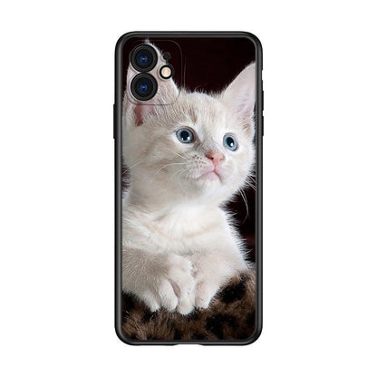 Black Big Eye Cat Cover Phone Case For iPhone 14 13 12 11 Pro Max Mini XS Max X XR Silicone Black Anti-Fingerprint Anti-Fall Clear Soft Anti-Yellow Cover Silicone Case