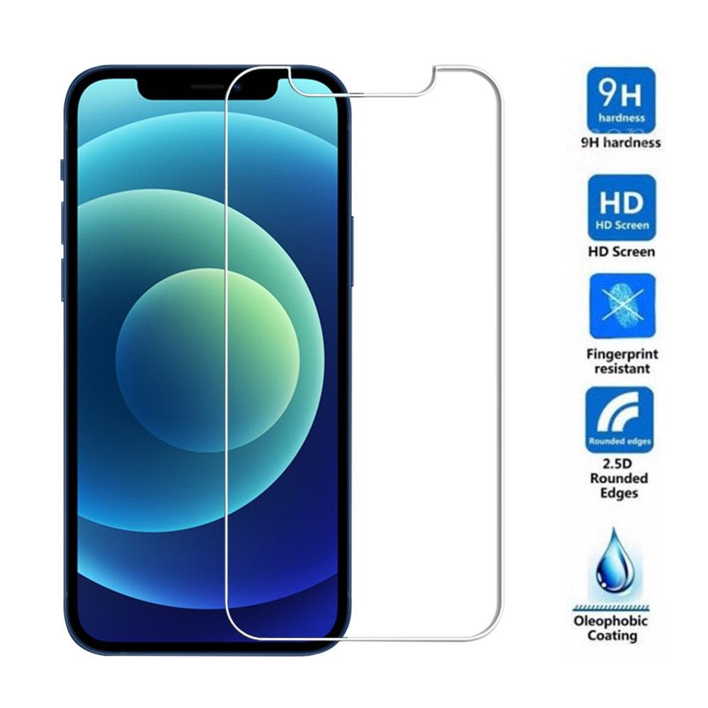 4Pcs Protective glass on For iPhone 14 13 12 11 Pro Max XS XR Mini screen protector Tempered glass For iphone 7 8 14 Plus glass Clear Screen Protector Guard Anti Scratch Screen Protector For iPhone