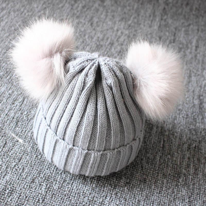 Cute Baby Hat &amp; Scarf Set Pompom Infant Baby Girl Winter Hat For Kids Warm Knitted for Girls