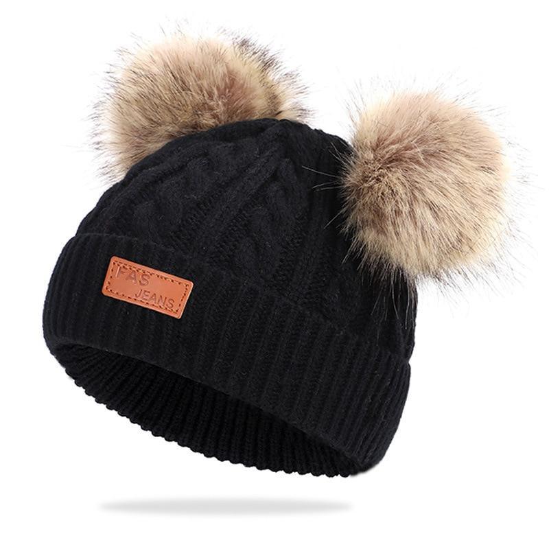New Fashion Children Winter Caps For Baby Kids Girl Solid Knitted Thick And Modern Caps