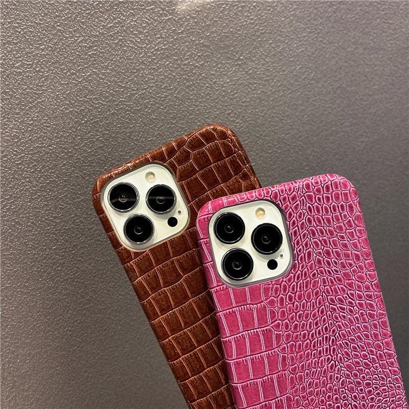 Genuine Leather Case for iPhone 13 Pro Classic Pattern Real Leather Full Coverage High-end Luxury Glossy Leather Couple Soft Case For iPhone 14 11 12 13 Pro Max 7 8 Plus 2 iPhone Cover