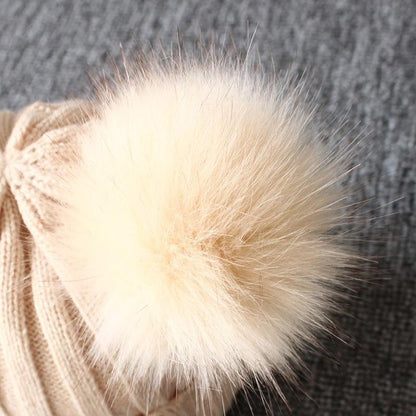 Cute Baby Hat &amp; Scarf Set Pompom Infant Baby Girl Winter Hat For Kids Warm Knitted for Girls