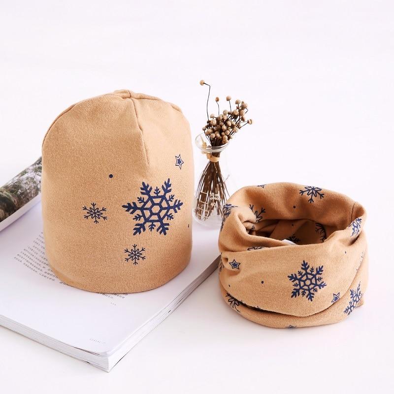 Star Print Cotton Hat And Scarf  Baby Beanie Kids Caps Children&