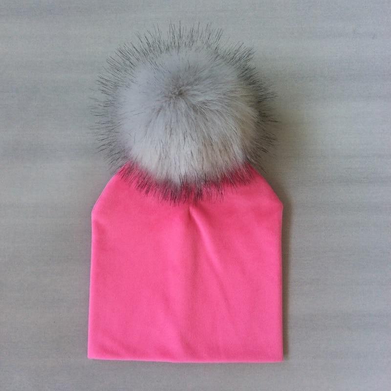 Kids Girls Solid Hat With Pompon Baby Beanie Pompom Cap Children&