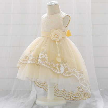 New Baby  Lace  Gown Clothes Embroidered Tail Princess Unique  Dress Perfect Gift For Girls