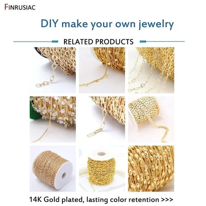 4mm*4.5mm 14K Real Gold Plated Round Textured Chains For Necklace Making, DIY Jewelry Accessories Handmade Crafts Chains