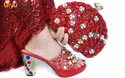 Doershow New Arrival Shoes and Bag Set African Sets 2024 green Nigerian Women Shoes and Matching Bags Set for wedding   HAA1-8