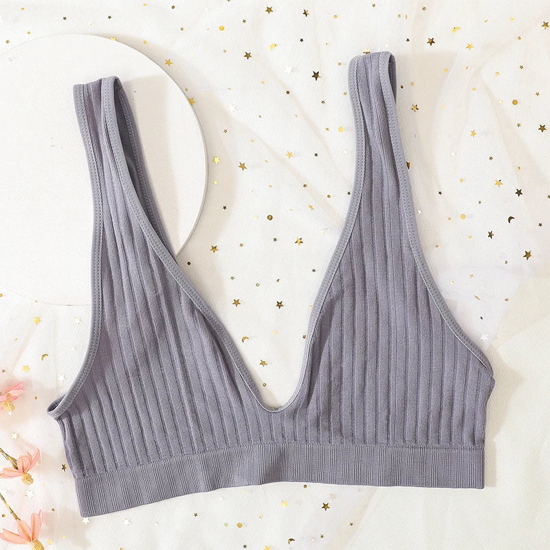 3pcs/lot Seamless Bra Push Up Bras For Women Deep V-neck Bralette Sexy Lingerie Female Low Back Sleep Underwear Unlined Crop Top
