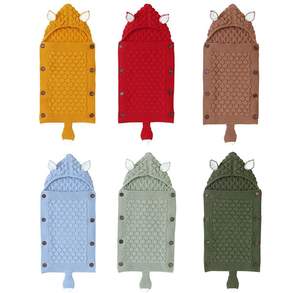 Stevvex Knitted Newborn Baby Blanket Baby Sleeping Bags Stroller Bedding Warm Swaddle Wrap