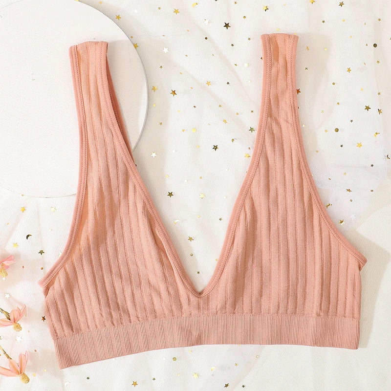 3pcs/lot Seamless Bra Push Up Bras For Women Deep V-neck Bralette Sexy Lingerie Female Low Back Sleep Underwear Unlined Crop Top