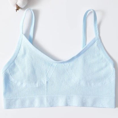 Women U-Neck Thin Strap Ribbed Wireless Bralette Push Up Bras Sport Seamless Underwear Without Pads Sexy Lingerie Crop Top M-XL