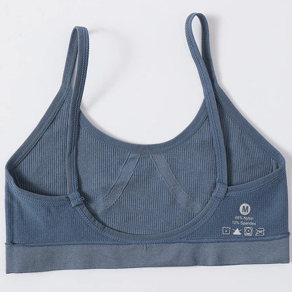 Women U-Neck Thin Strap Ribbed Wireless Bralette Push Up Bras Sport Seamless Underwear Without Pads Sexy Lingerie Crop Top M-XL