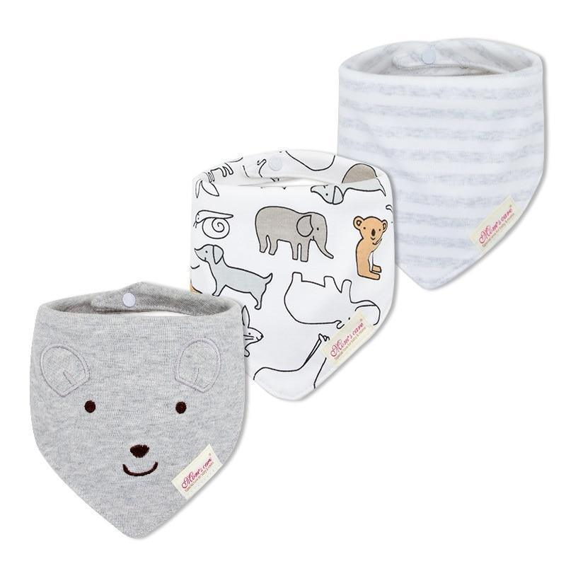 Moder 3PCS Baby Bibs Bandanna Lot Cotton Multi-style Triangle Cartoon For Infant Boys And Girls