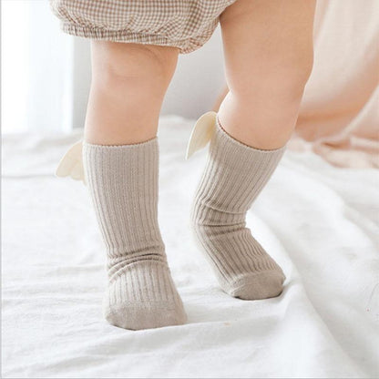 Luxury Modern Socks Baby Girls Knee High Socks With Angel wing  Summer Autumn Cotton Socks Solid Candy Color Toddler For Kids
